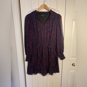 BCBG Black and Red Floral Long Sleeve Dress